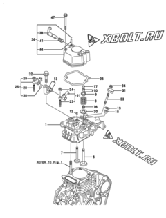  Двигатель Yanmar L48ARE-SE15A, узел -  Головка блока цилиндров (ГБЦ) 