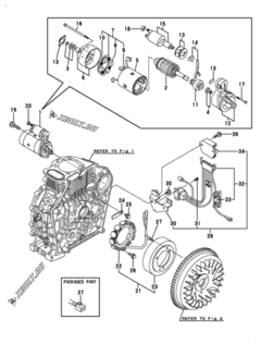  Двигатель Yanmar L100EE-DEGLE, узел -  Стартер и генератор 
