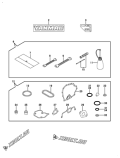  Двигатель Yanmar L48V6EN9C9EA, узел -  Инструменты, шильды и комплект прокладок 