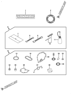  Двигатель Yanmar L48V6KF9T3ER, узел -  Инструменты, шильды и комплект прокладок 