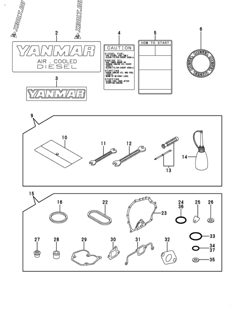  Инструменты, шильды и комплект прокладок двигателя Yanmar L48V6AF3R9AA