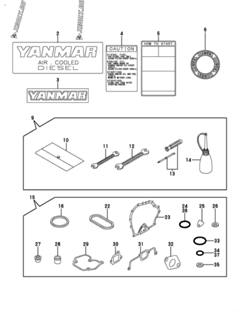  Двигатель Yanmar L48V6AF3R9AA, узел -  Инструменты, шильды и комплект прокладок 