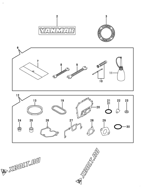  Инструменты, шильды и комплект прокладок двигателя Yanmar L70V6EJ4R9EAJL