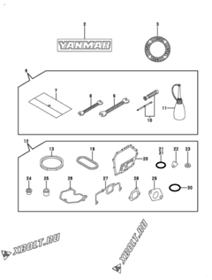  Двигатель Yanmar L70V6EJ4R9EAJL, узел -  Инструменты, шильды и комплект прокладок 