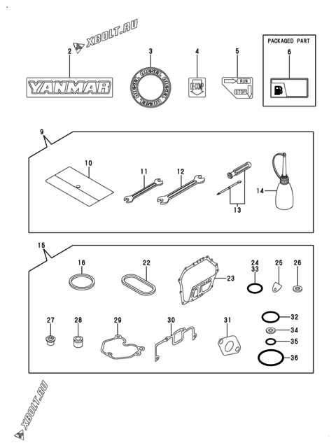  Инструменты, шильды и комплект прокладок двигателя Yanmar L100V6EA1C1EAMT