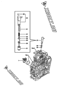  Двигатель Yanmar L100V6EC2C9EA, узел -  Топливный насос высокого давления (ТНВД) и форсунка 