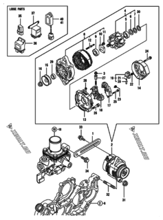  Двигатель Yanmar 4TNV98-NDI, узел -  Генератор 