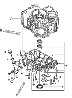  Двигатель Yanmar 2V750-CVFE, узел -  Корпус редуктора 