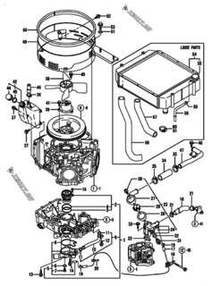  Двигатель Yanmar 2V750-CVFE, узел -  Система водяного охлаждения 