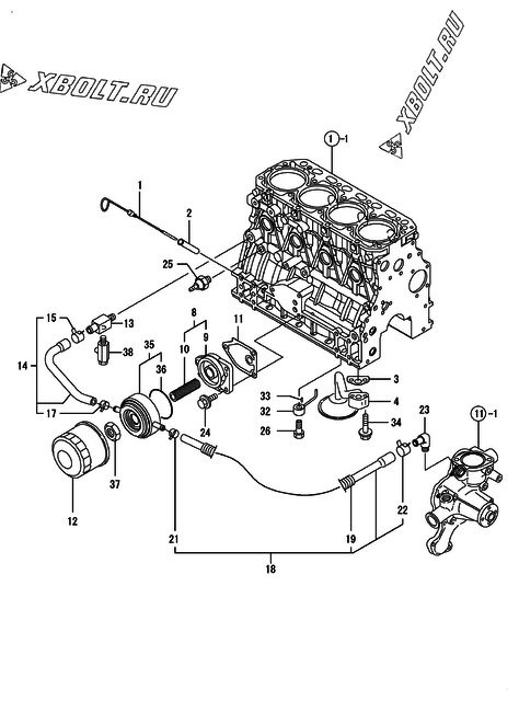  Система смазки двигателя Yanmar 4TNV84T-GMG