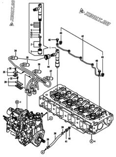  Двигатель Yanmar 4TNV84T-GMG, узел -  Форсунка 