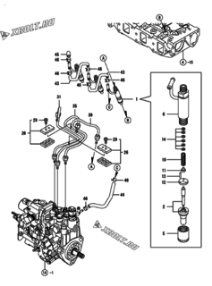  Двигатель Yanmar 3TNV84T-GMG, узел -  Форсунка 