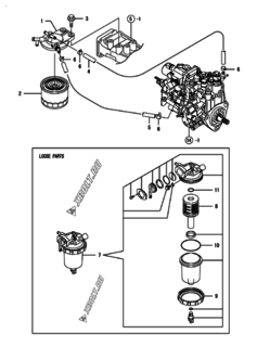  Двигатель Yanmar 3TNV84T-GMG, узел -  Топливопровод 