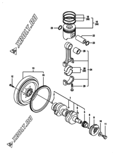  Двигатель Yanmar 3TNV88-GMG, узел -  Коленвал и поршень 