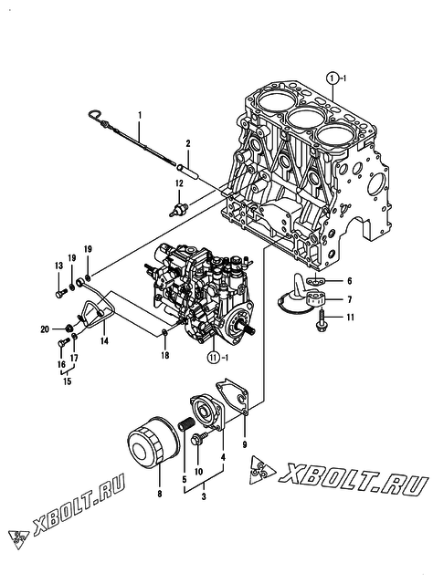  Система смазки двигателя Yanmar 3TNV88-GMG