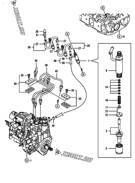  Форсунка двигателя Yanmar 3TNV88-GMG