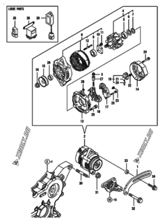  Двигатель Yanmar 3TNV88-GMG, узел -  Генератор 