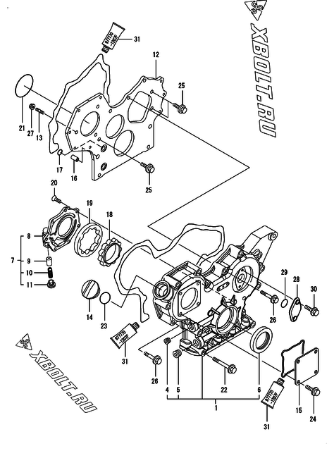  Корпус редуктора двигателя Yanmar 4TNV88-GMG