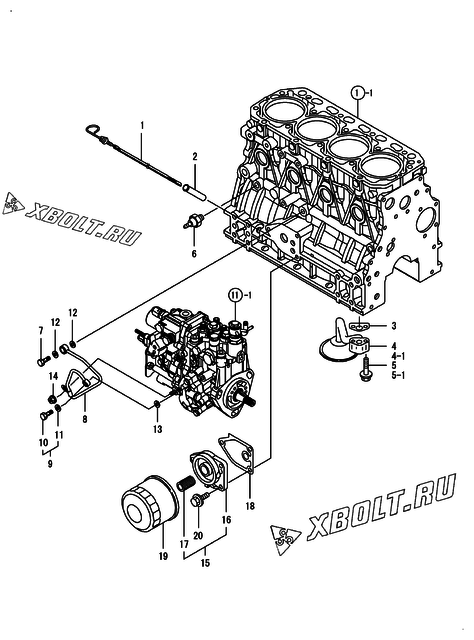  Система смазки двигателя Yanmar 4TNV88-GMG
