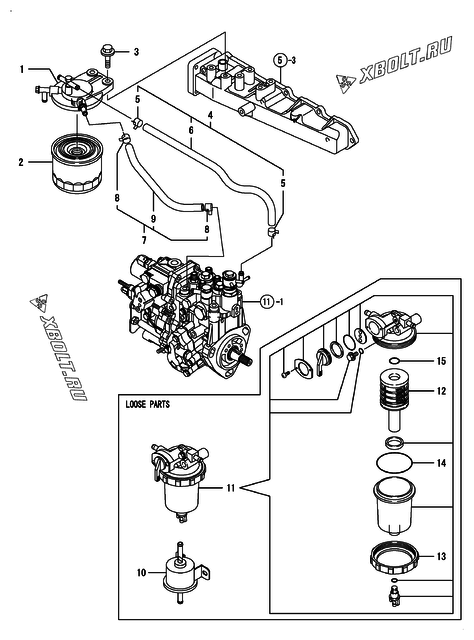  Топливопровод двигателя Yanmar 4TNV88-GMG