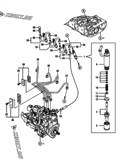  Двигатель Yanmar 4TNV88-XGP, узел -  Форсунка 