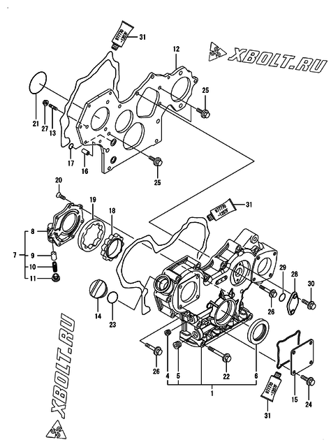  Корпус редуктора двигателя Yanmar 3TNV88-KVA