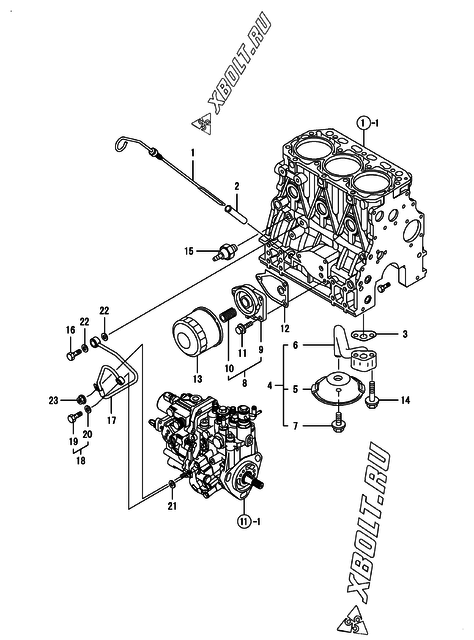  Система смазки двигателя Yanmar 3TNV88-KVA