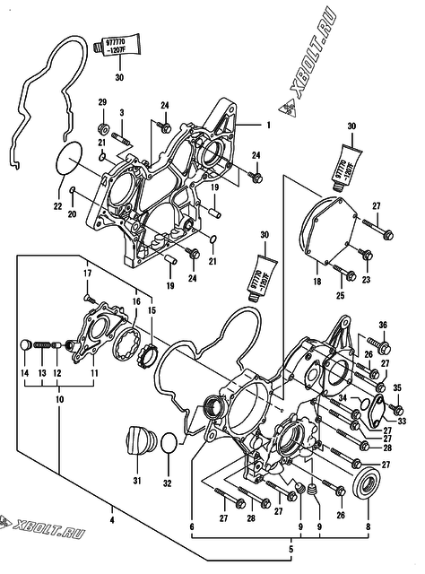  Корпус редуктора двигателя Yanmar 3TNV70-AMP