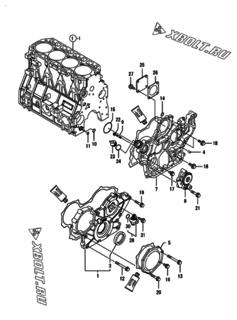  Двигатель Yanmar 4TNV98T-GKL, узел -  Корпус редуктора 