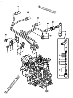  Двигатель Yanmar 4TNV98T-GKL, узел -  Форсунка 