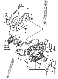  Двигатель Yanmar 3TNV88-XGP, узел -  Корпус редуктора 
