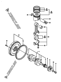  Двигатель Yanmar 3TNV88-XGP, узел -  Коленвал и поршень 
