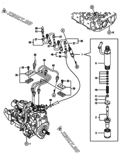  Двигатель Yanmar 3TNV88-XGP, узел -  Форсунка 