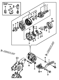  Двигатель Yanmar 3TNV88-XGP, узел -  Генератор 