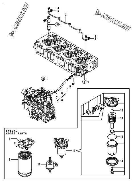  Топливопровод двигателя Yanmar 4TNV98-XAT