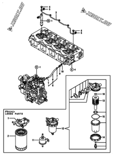  Двигатель Yanmar 4TNV98-XAT, узел -  Топливопровод 
