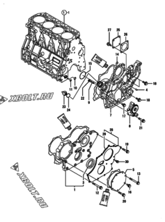  Двигатель Yanmar 4TNV94L-PLY, узел -  Корпус редуктора 