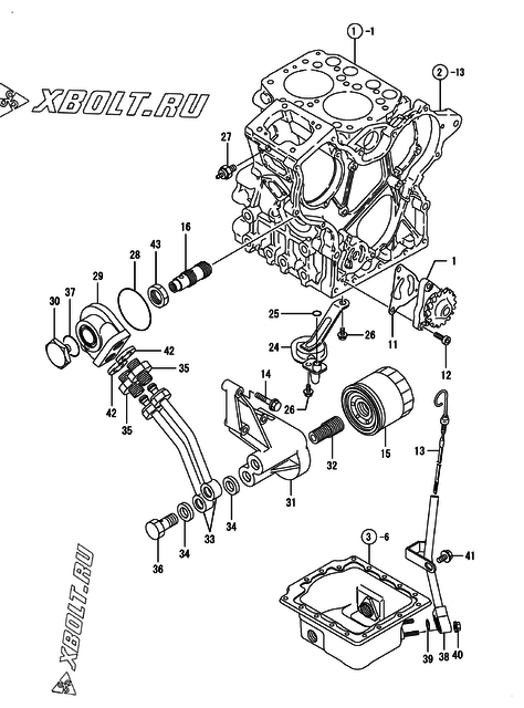  Система смазки двигателя Yanmar 2TNE68-CMC