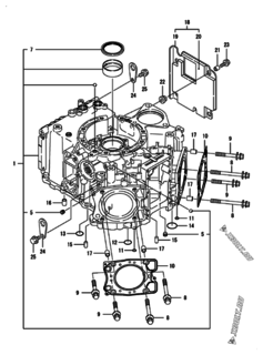  Двигатель Yanmar 2V750-CVXL, узел -  Блок цилиндров 