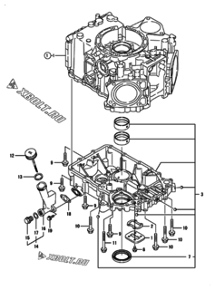  Двигатель Yanmar 2V750-CVXL, узел -  Корпус редуктора 