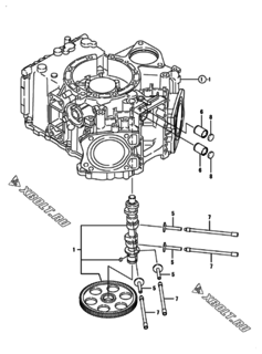  Двигатель Yanmar 2V750-CVXL, узел -  Распредвал 