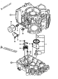  Двигатель Yanmar 2V750-CVXL, узел -  Система смазки 
