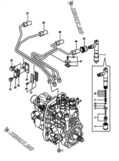  Двигатель Yanmar 4TNV98T-NDI, узел -  Форсунка 