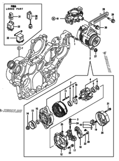  Двигатель Yanmar 4TNV98T-NDI, узел -  Генератор 