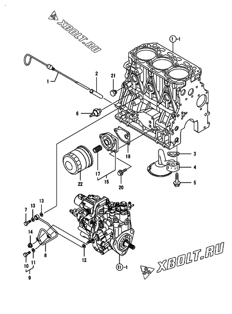  Система смазки двигателя Yanmar 3TNV88-SZY