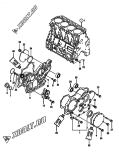  Двигатель Yanmar 4TNE92-HRJ, узел -  Корпус редуктора 