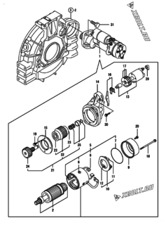  Двигатель Yanmar 4TNV98T-SFN, узел -  Стартер 