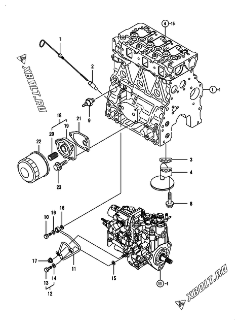  Система смазки двигателя Yanmar 3TNV82A-GMG2