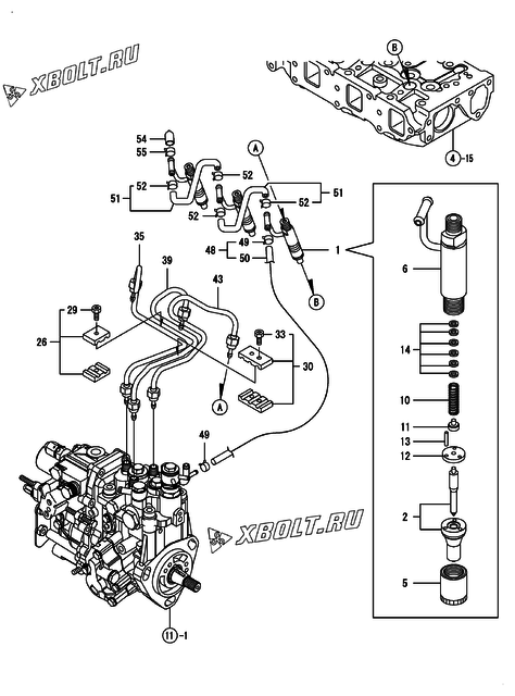  Форсунка двигателя Yanmar 3TNV82A-GMG2