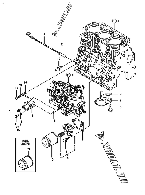  Система смазки двигателя Yanmar 3TNV88-PFN